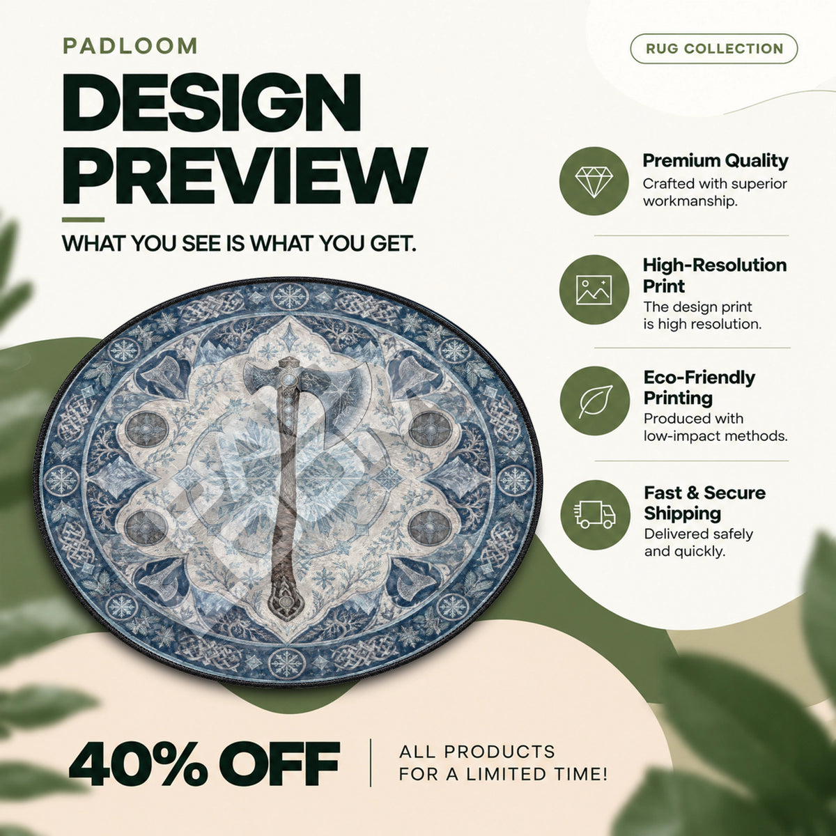 Leviathan Frost Round Rug - God of War Chair Mat