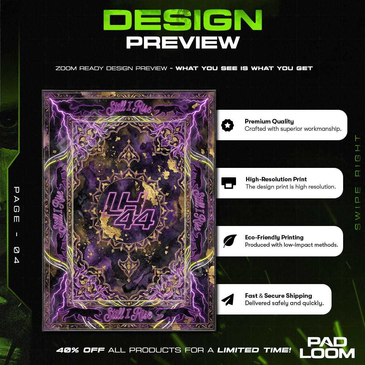 Floor character design printed on rug