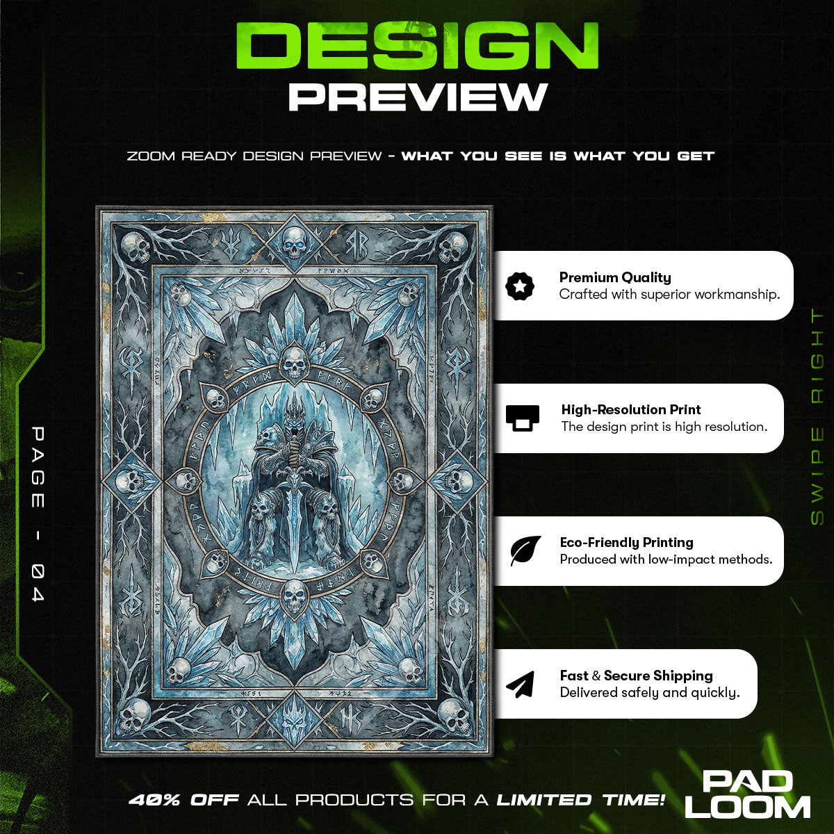 Lich King Frozen Throne Rug - World of Warcraft Chair Mat