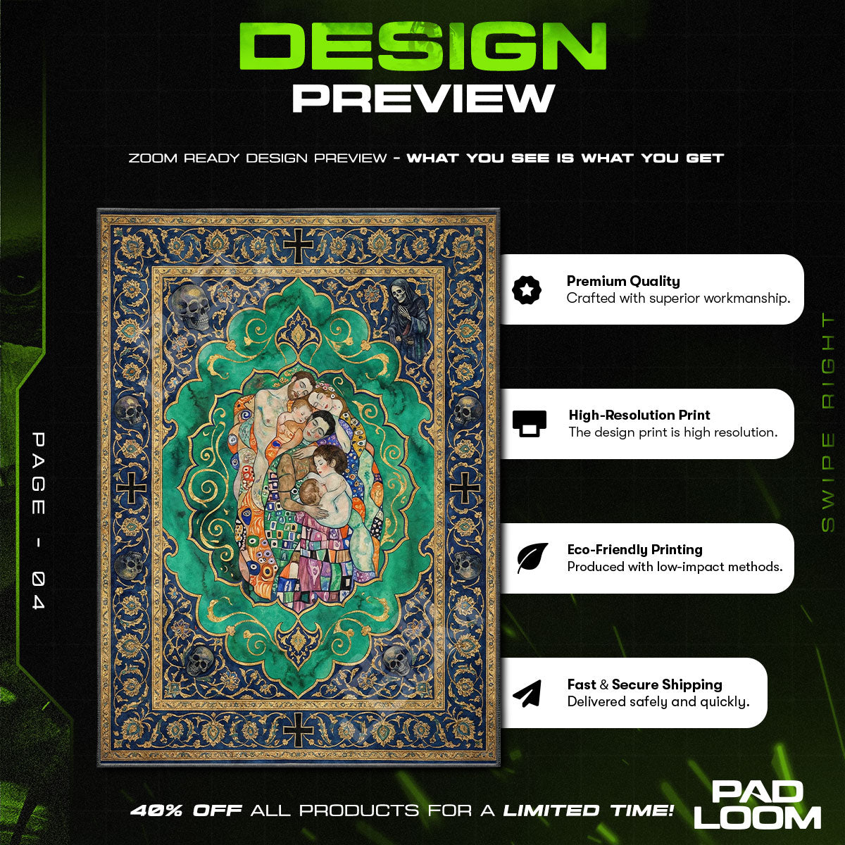 Life Death Embrace Klimt Area rug — main product view