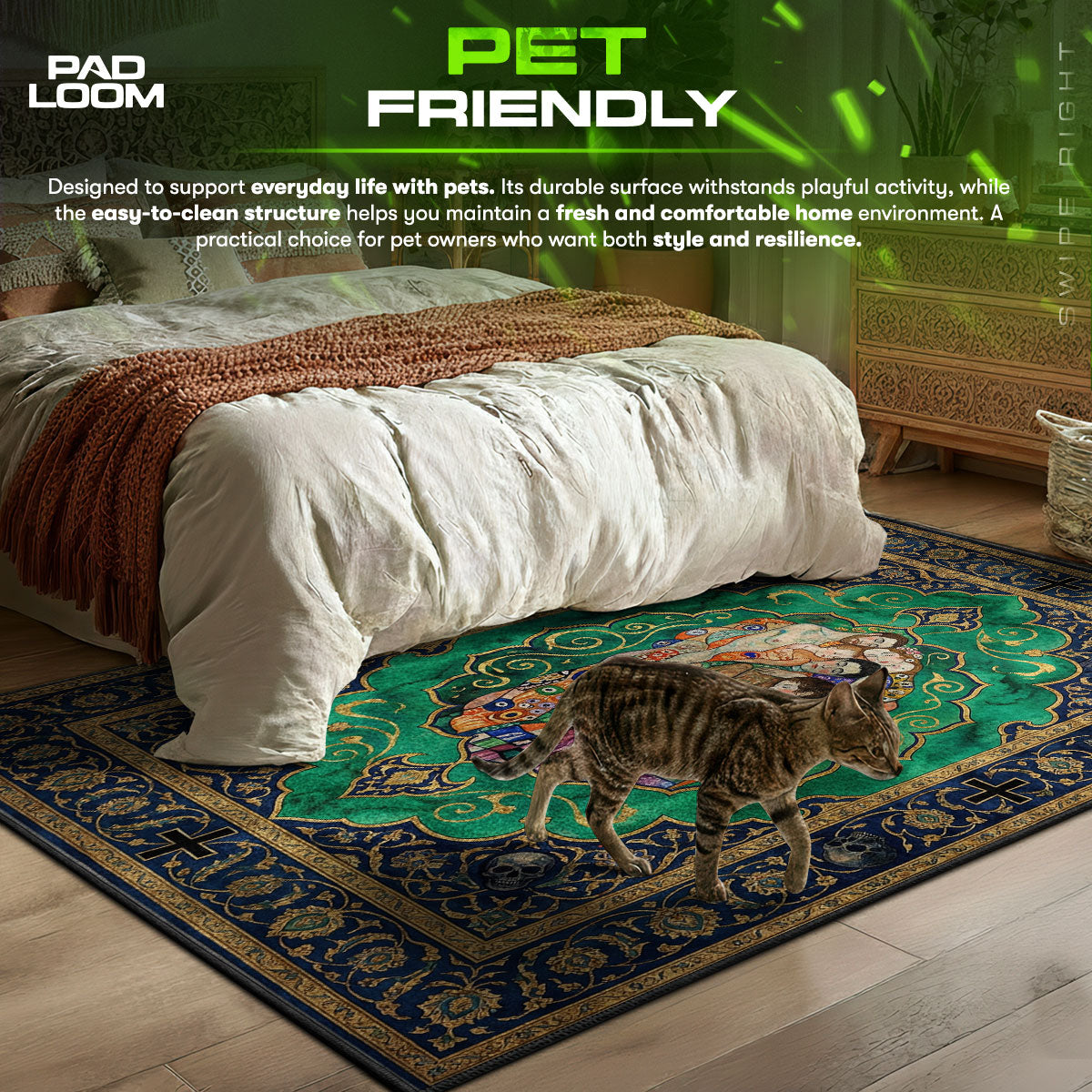 Life Death themed area rug for Gothic fans