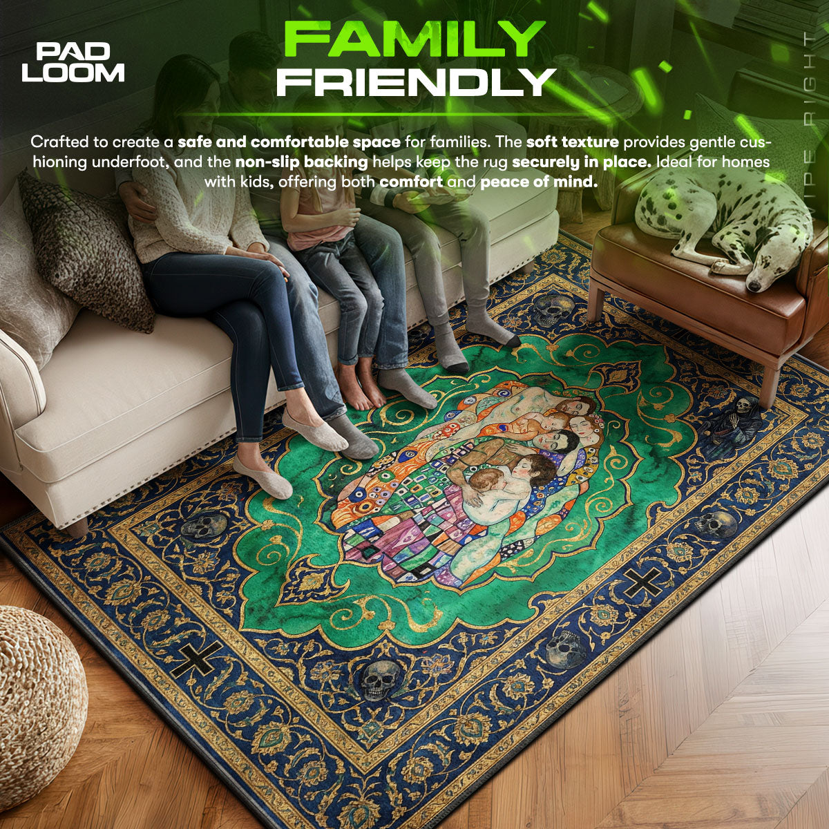 Area character design printed on rug