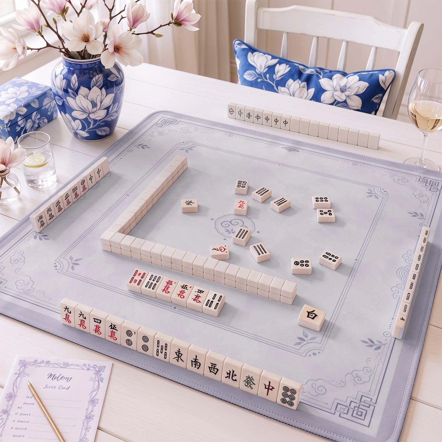 Lilac Cloud Chinoiserie Mahjong Mat - Mahjong