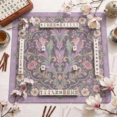Lila Damast Mahjong-Matte - Mah-Jongg Tischmatte