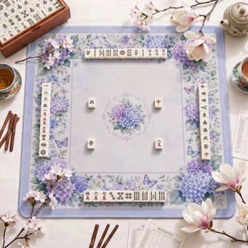 Lilac Hydrangea Butterfly Mahjong Mat - Mahjong
