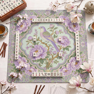 Lilac Peony Mahjong Mat – neoprene mah jongg table mat
