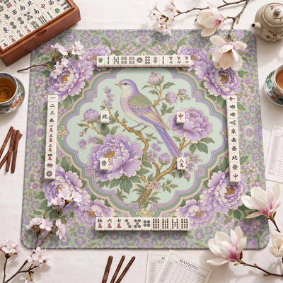 Flieder-Pfingstrose Mahjong-Matte - Mah-Jongg Tischmatte