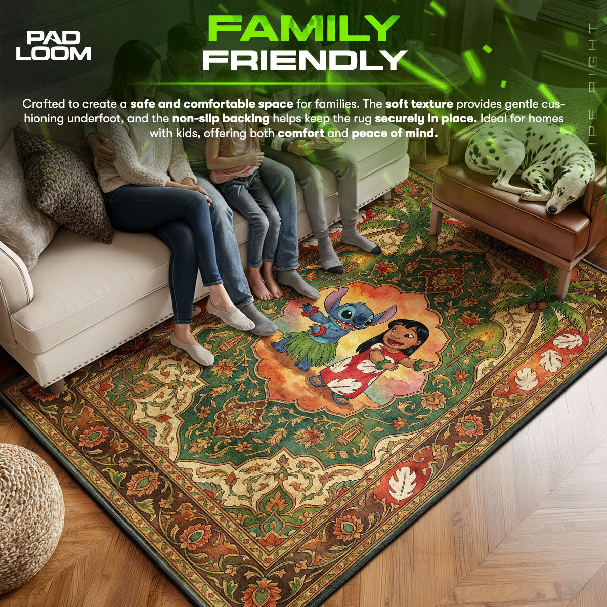 Area character design printed on rug