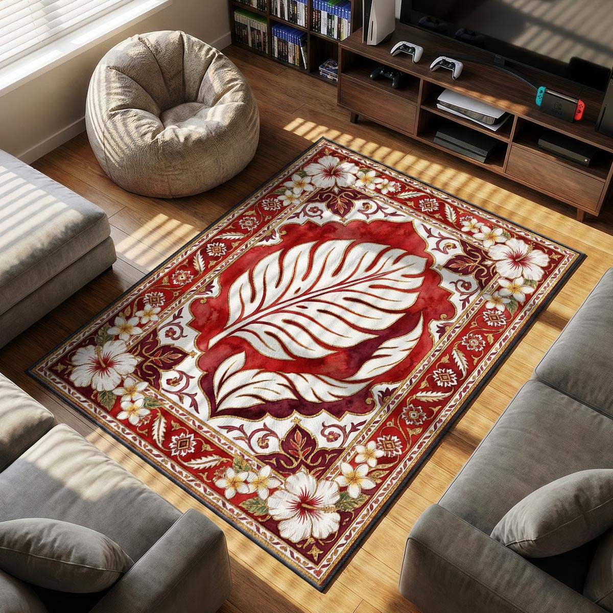 Lilo Leaf Pattern Lilo Stitch Cartoon Area rug — main product view