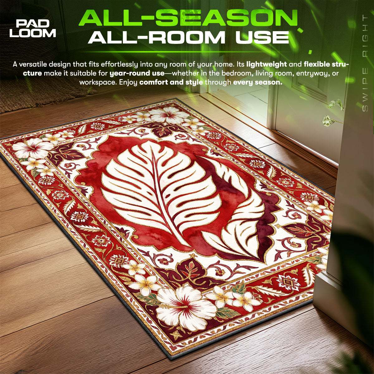 Lilo area rug showing full home decor artwork