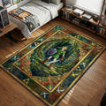 Link holding Master Sword in ornate forest dungeon frame watercolor style gaming area rug and floor mat
