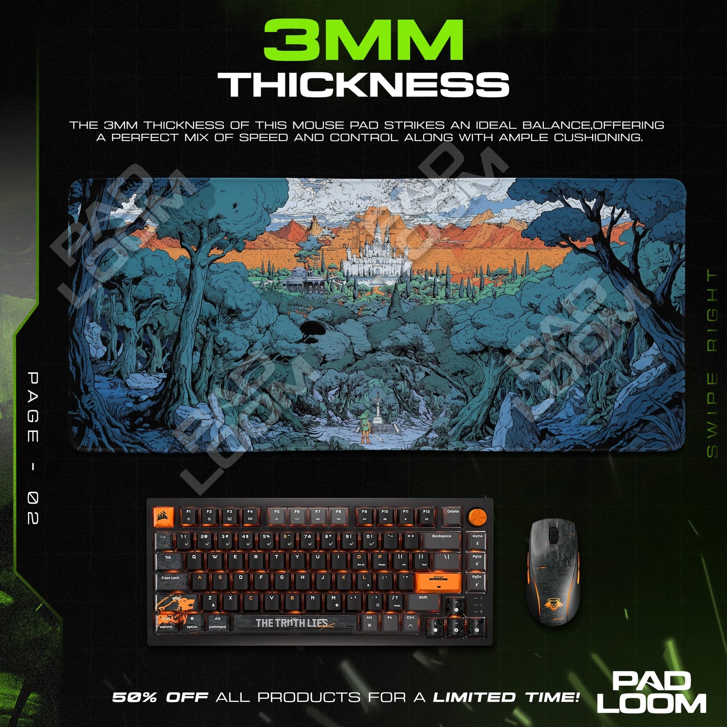 Link Hyrule Vista Mouse Pad - Zelda Desk Mat