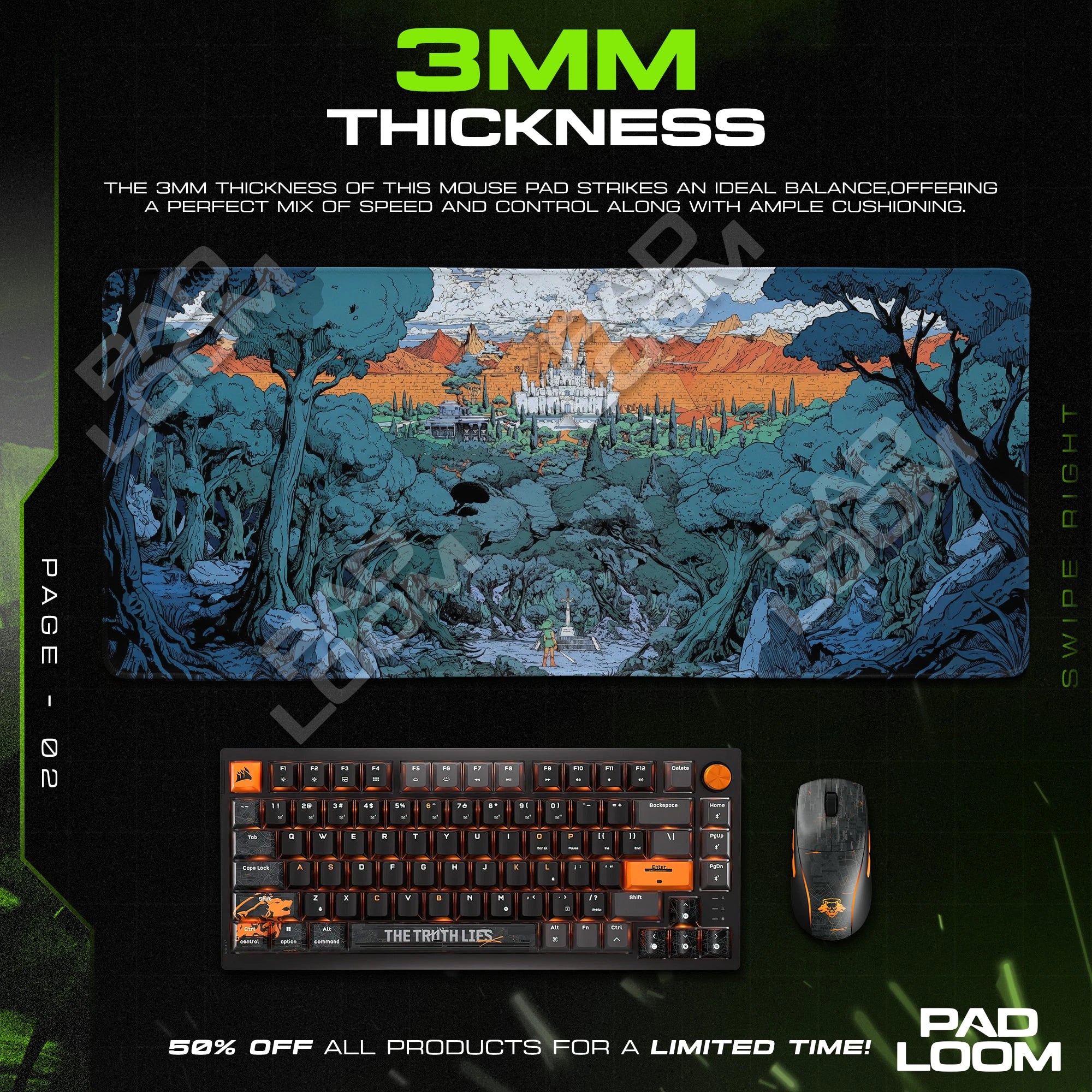 Link Hyrule Vista Mouse Pad - Zelda Desk Mat