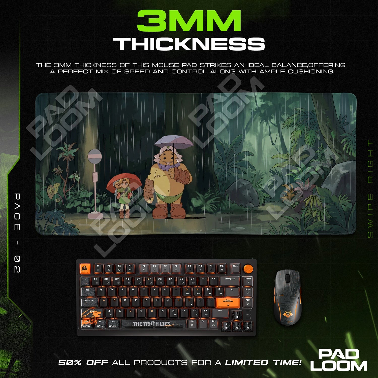 Link Rainy Path Mouse Pad - Zelda Desk Mat
