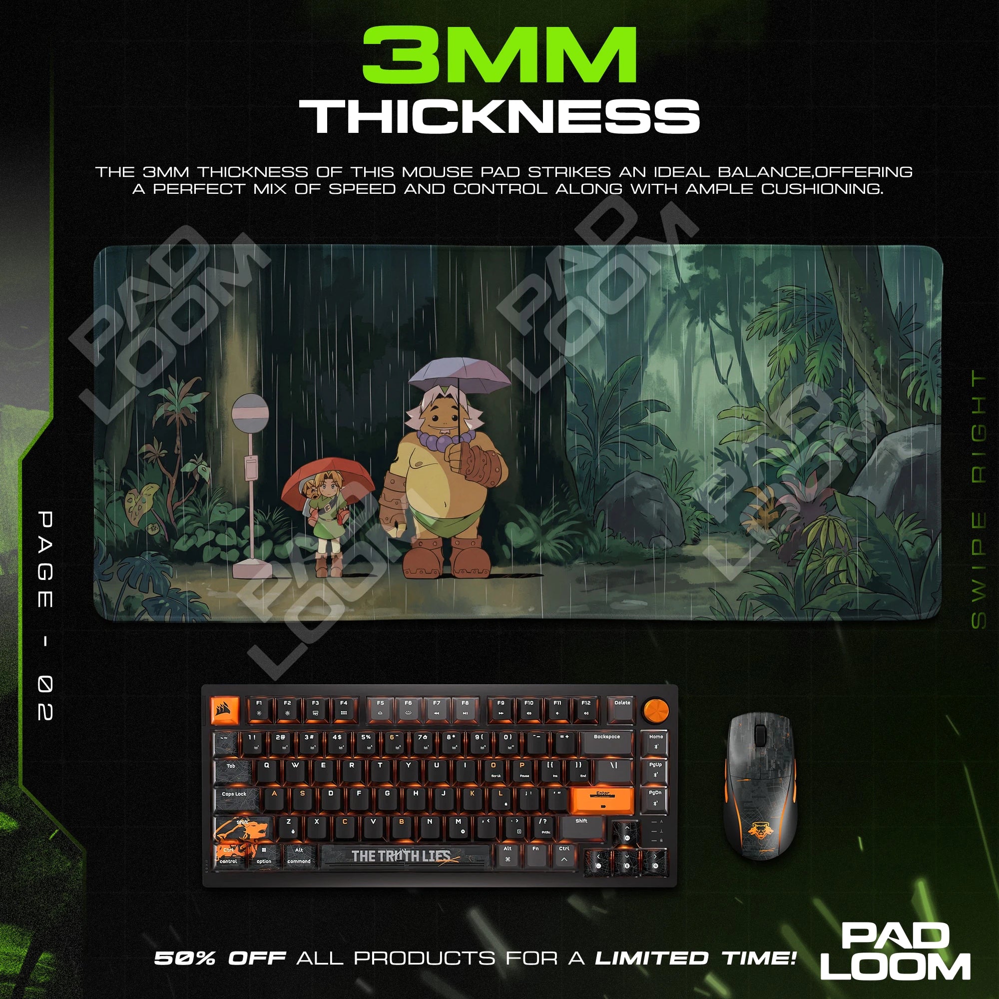 Link Rainy Path Mouse Pad - Zelda Desk Mat