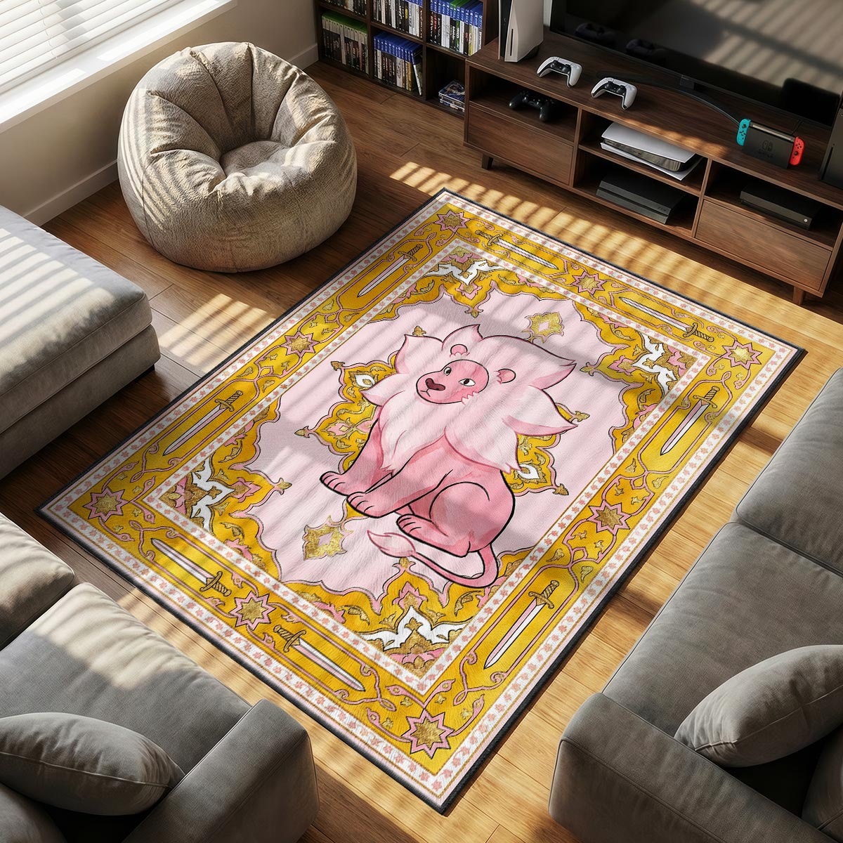 Lion Guardian themed area rug for home decor fans
