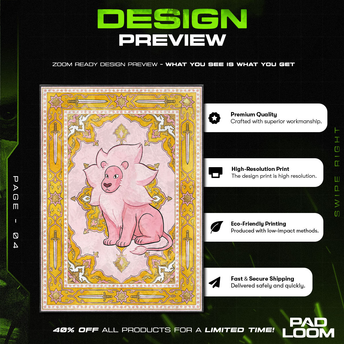 Area character design printed on rug