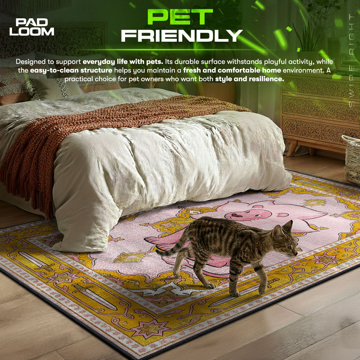 Detailed close-up of Lion rug pattern