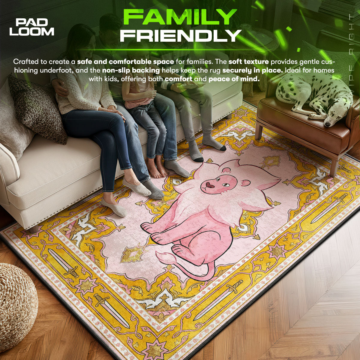 Lion area rug showing full home decor artwork