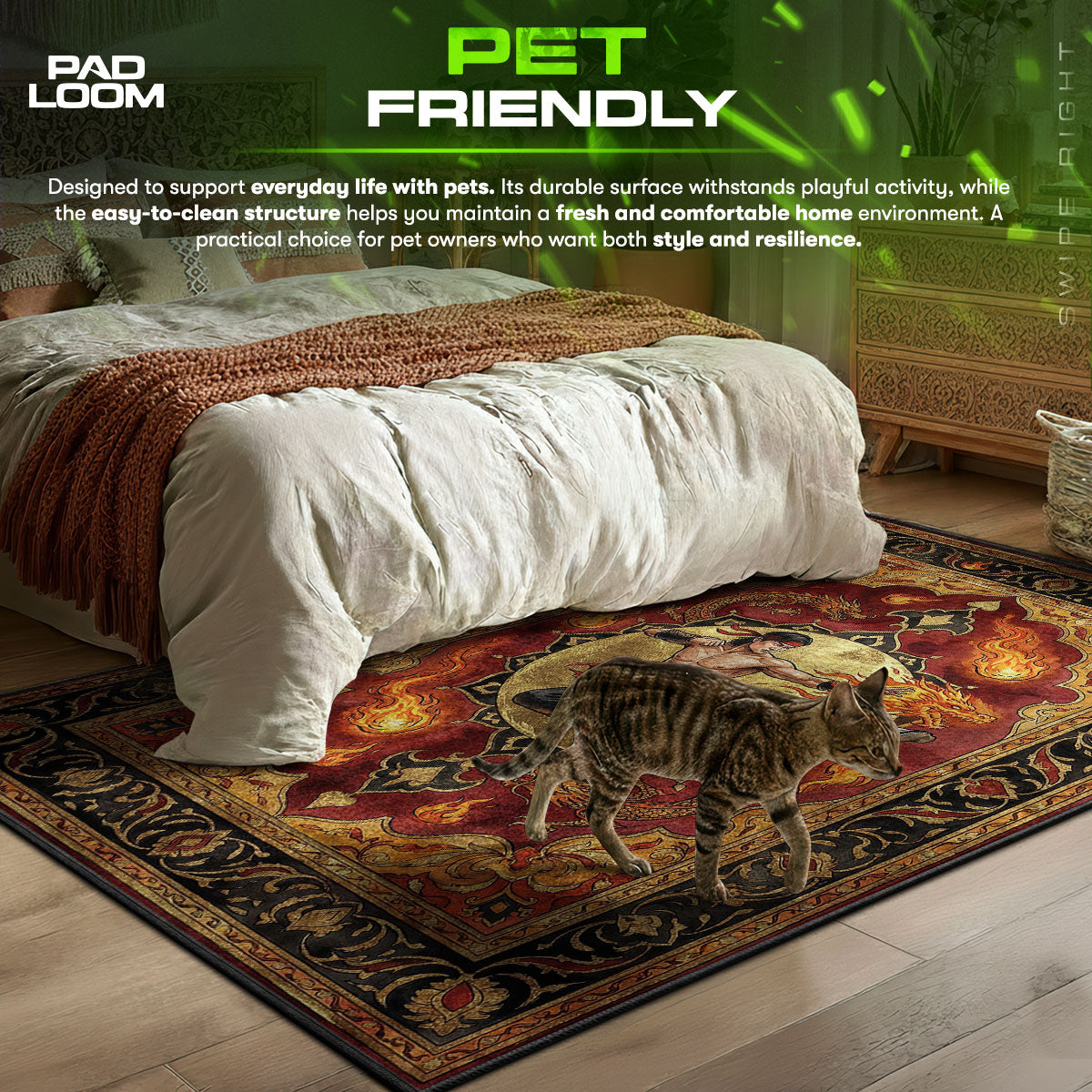 Liu Kang Drachenfeuer Teppich - Mortal Kombat Stuhlunterlage