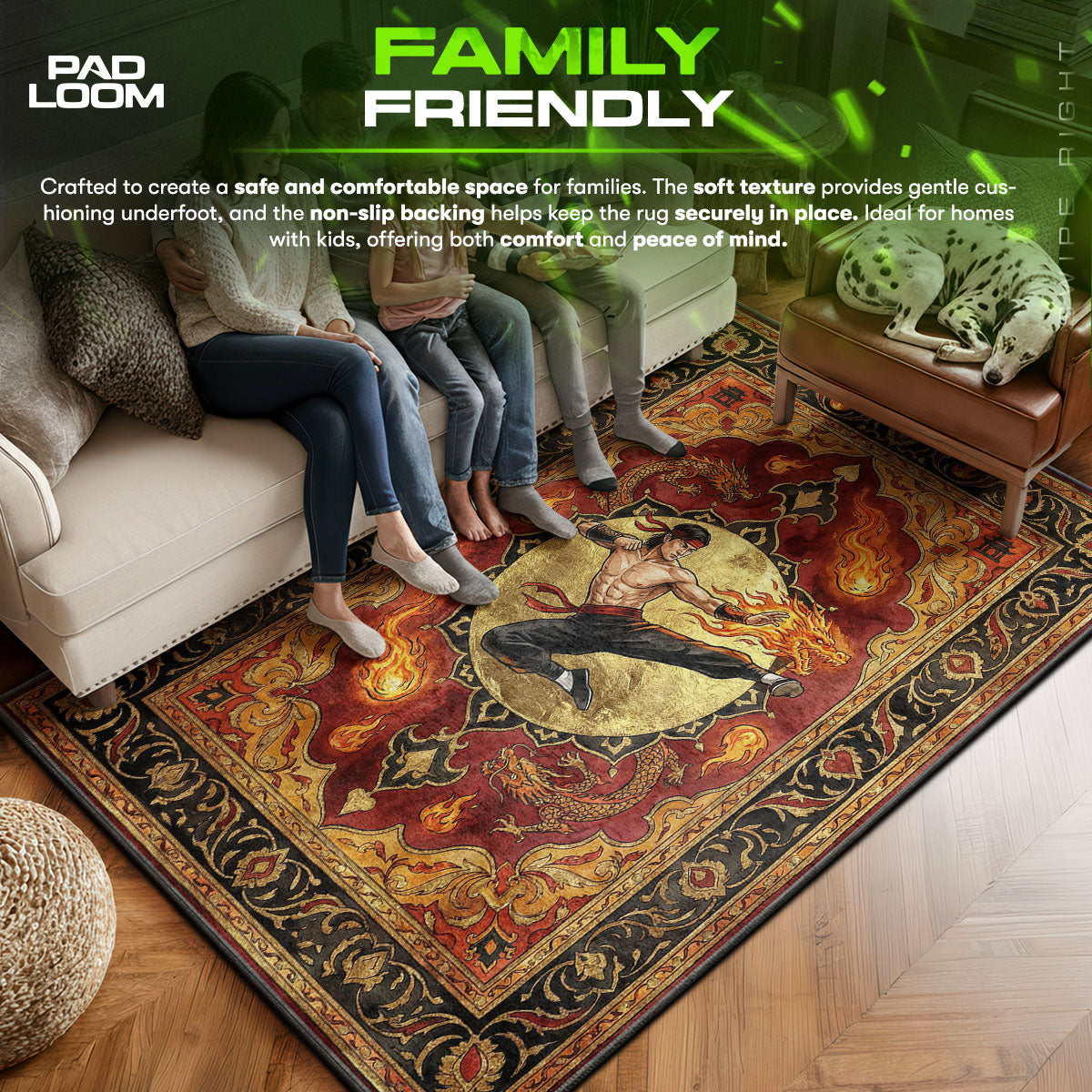 Liu Kang Drachenfeuer Teppich - Mortal Kombat Stuhlunterlage