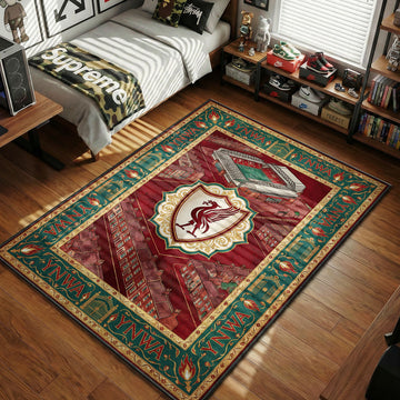 Liverpool FC Anfield stadium map YNWA red and green hypebeast area rug