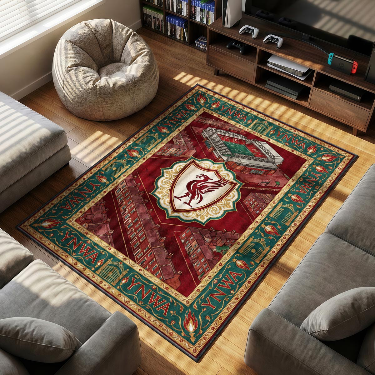 Liverpool FC themed area rug for home decor fans