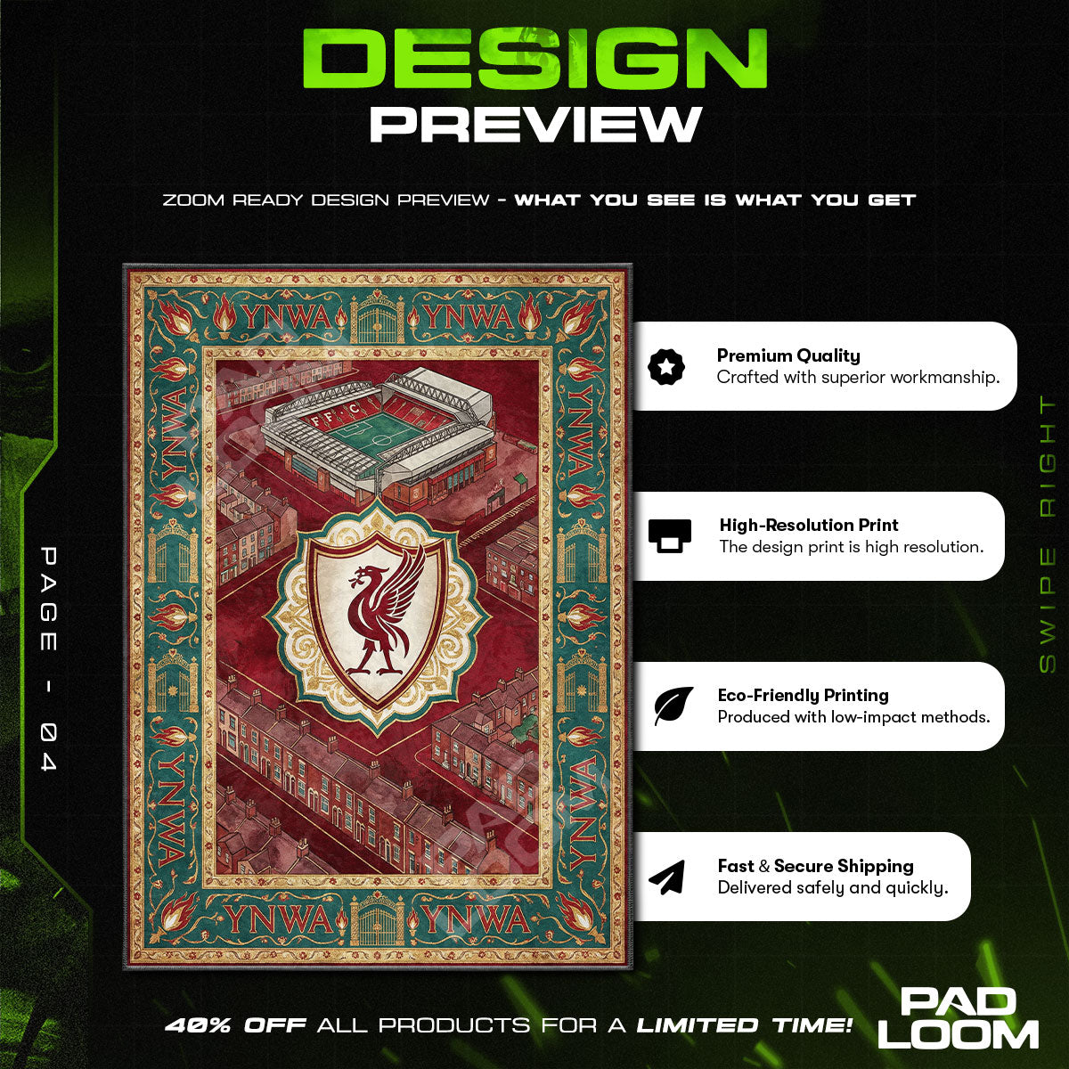 Floor character design printed on rug
