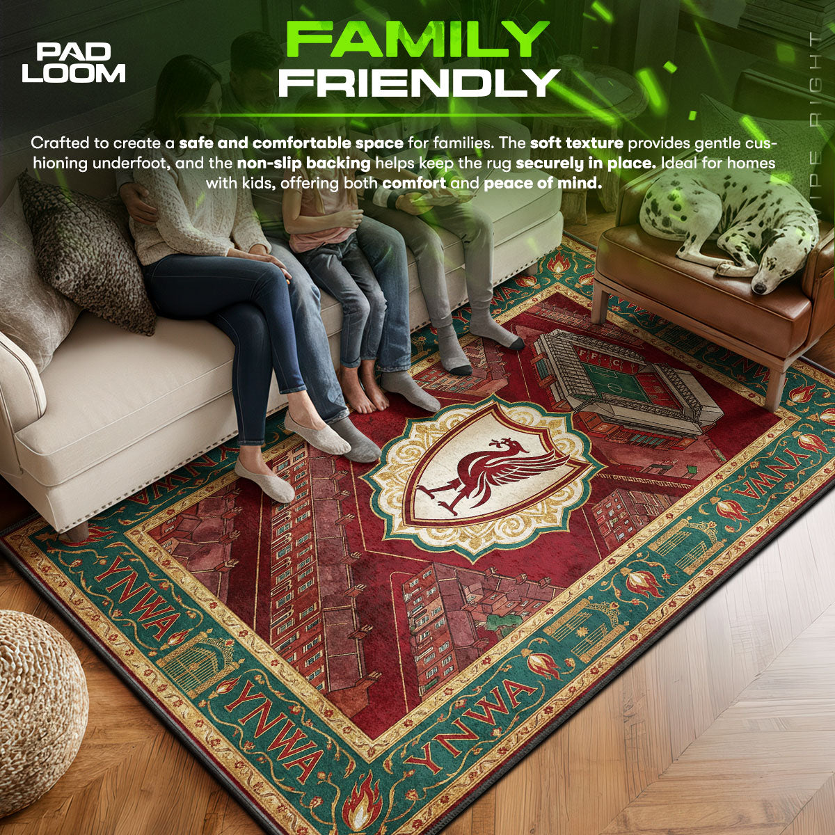 Liverpool area rug showing full home decor artwork