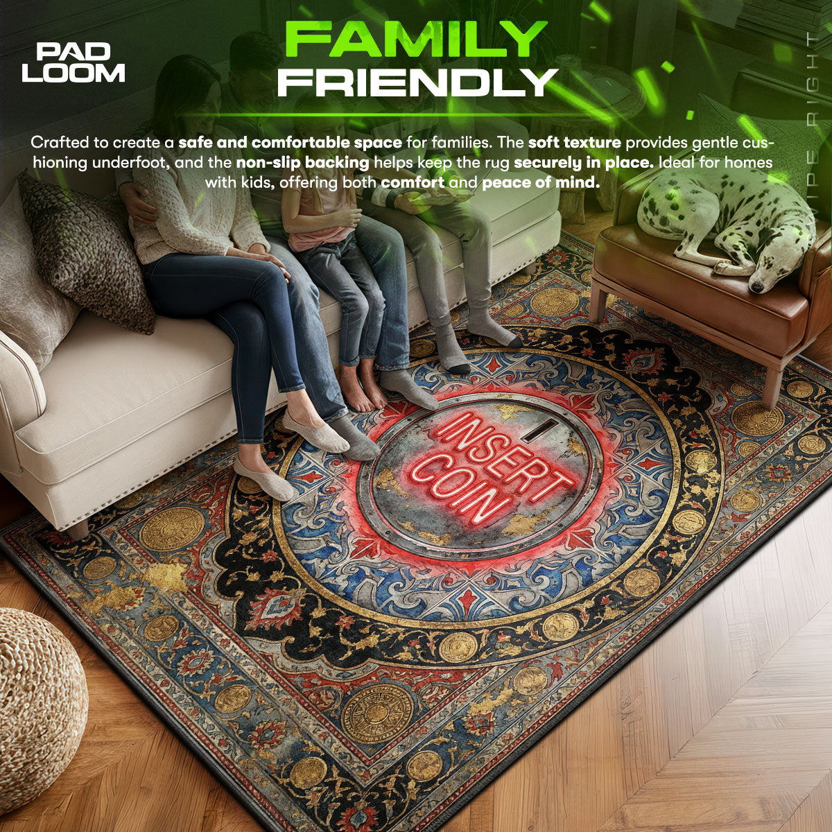 Area character design printed on rug