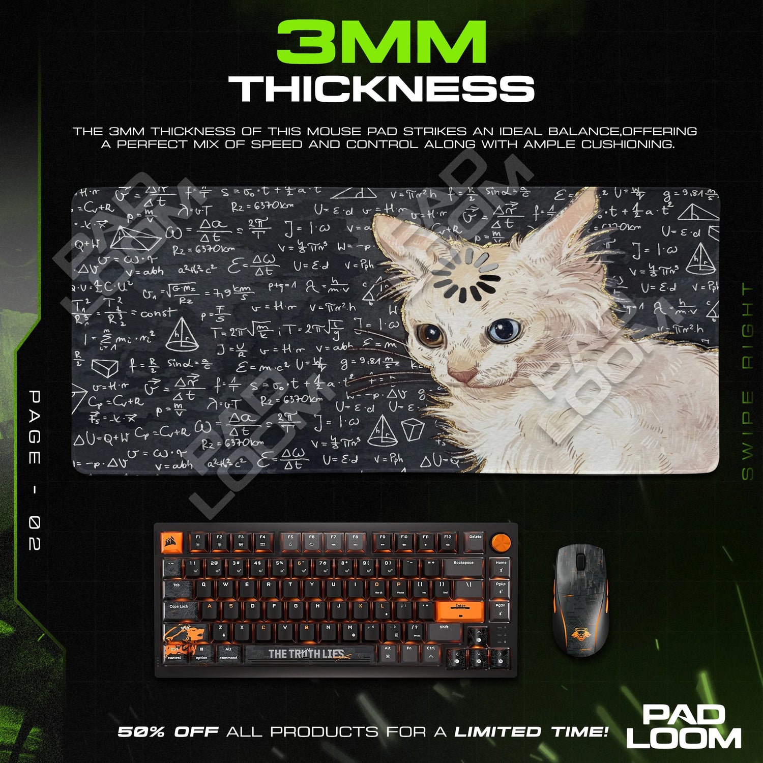 Loading Physics Cat Mouse Pad - Funny Desk Mat