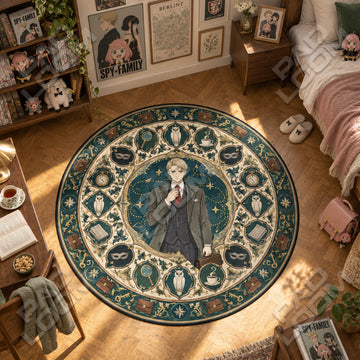 Loid Briefcase Spy x Family round rug on a bedroom floor - Spy x Family chair mat