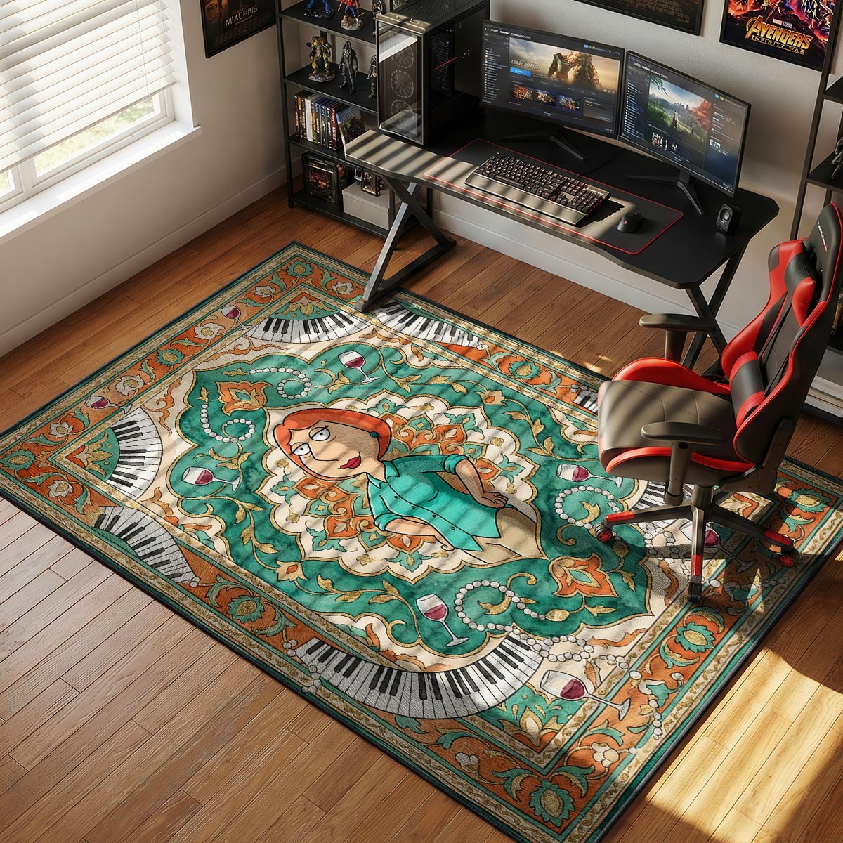Lois Griffin Piano & Wine Family Guy Room rug — main product view