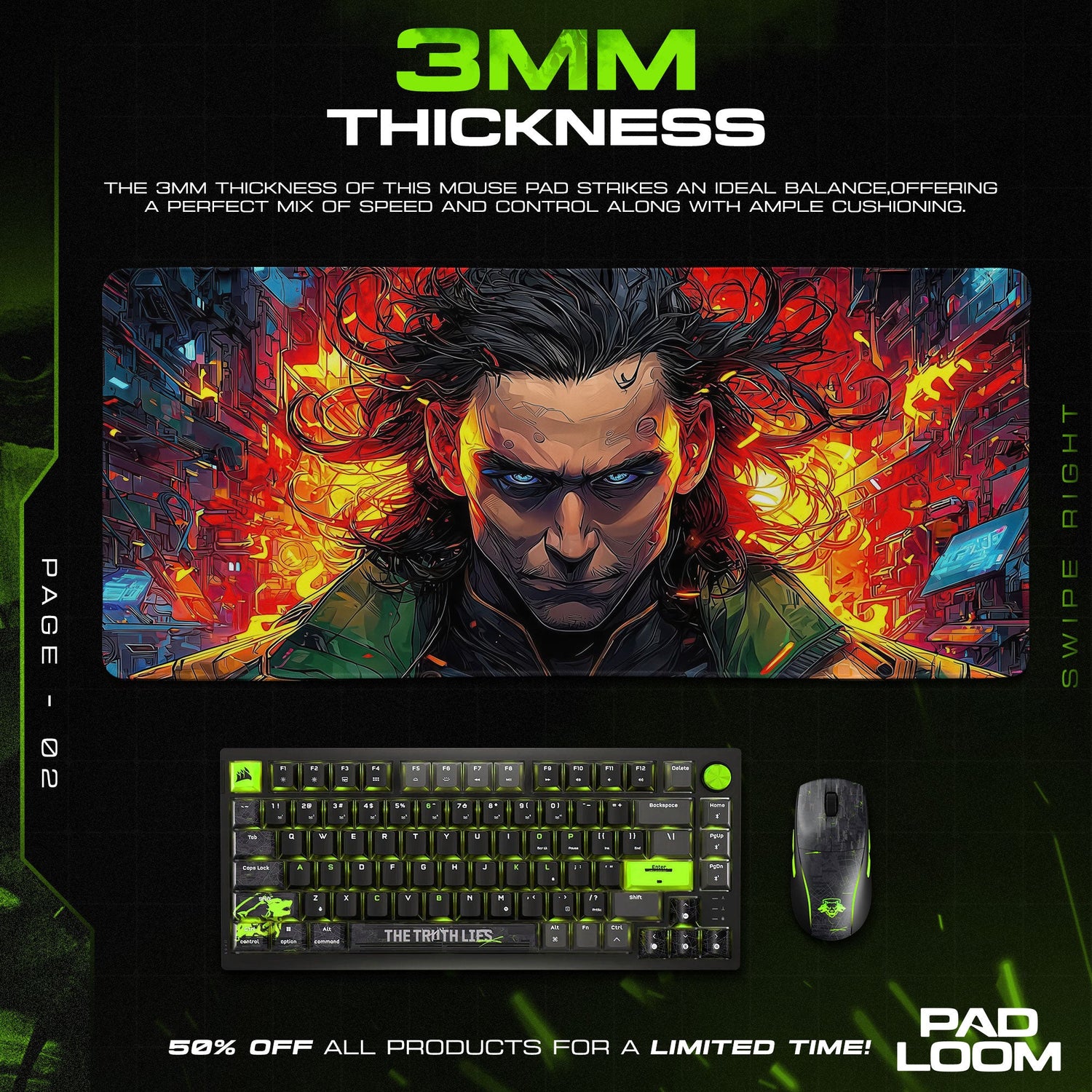 Loki Chaos Realm - Trickster Energy Gaming Mouse Pad Padloom