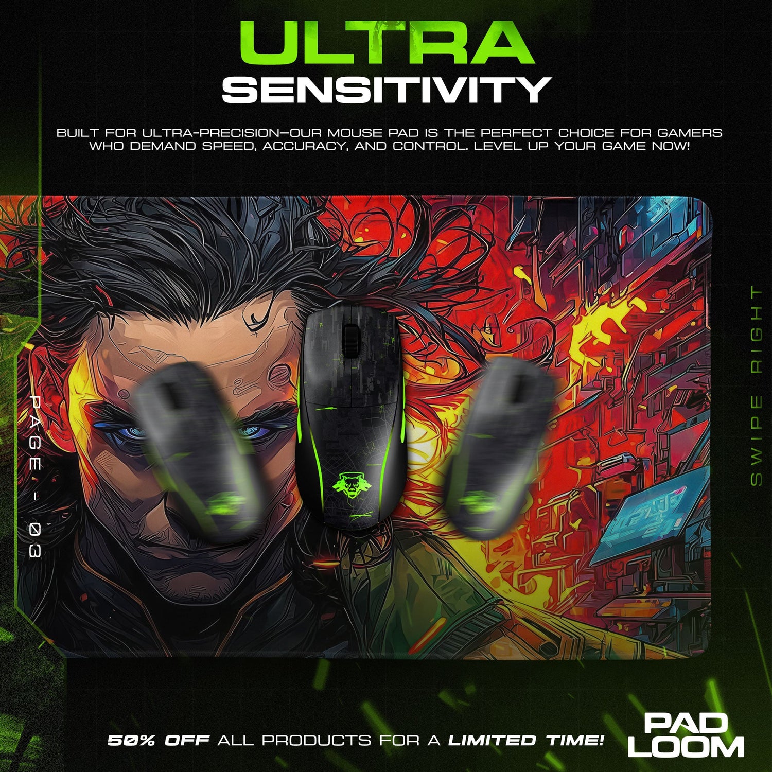 Loki Chaos Realm - Trickster Energy Gaming Mouse Pad Padloom