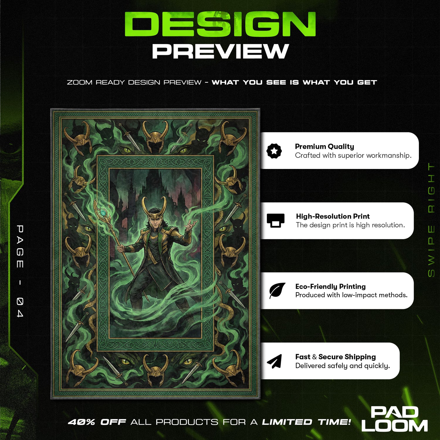 Chair character design printed on rug
