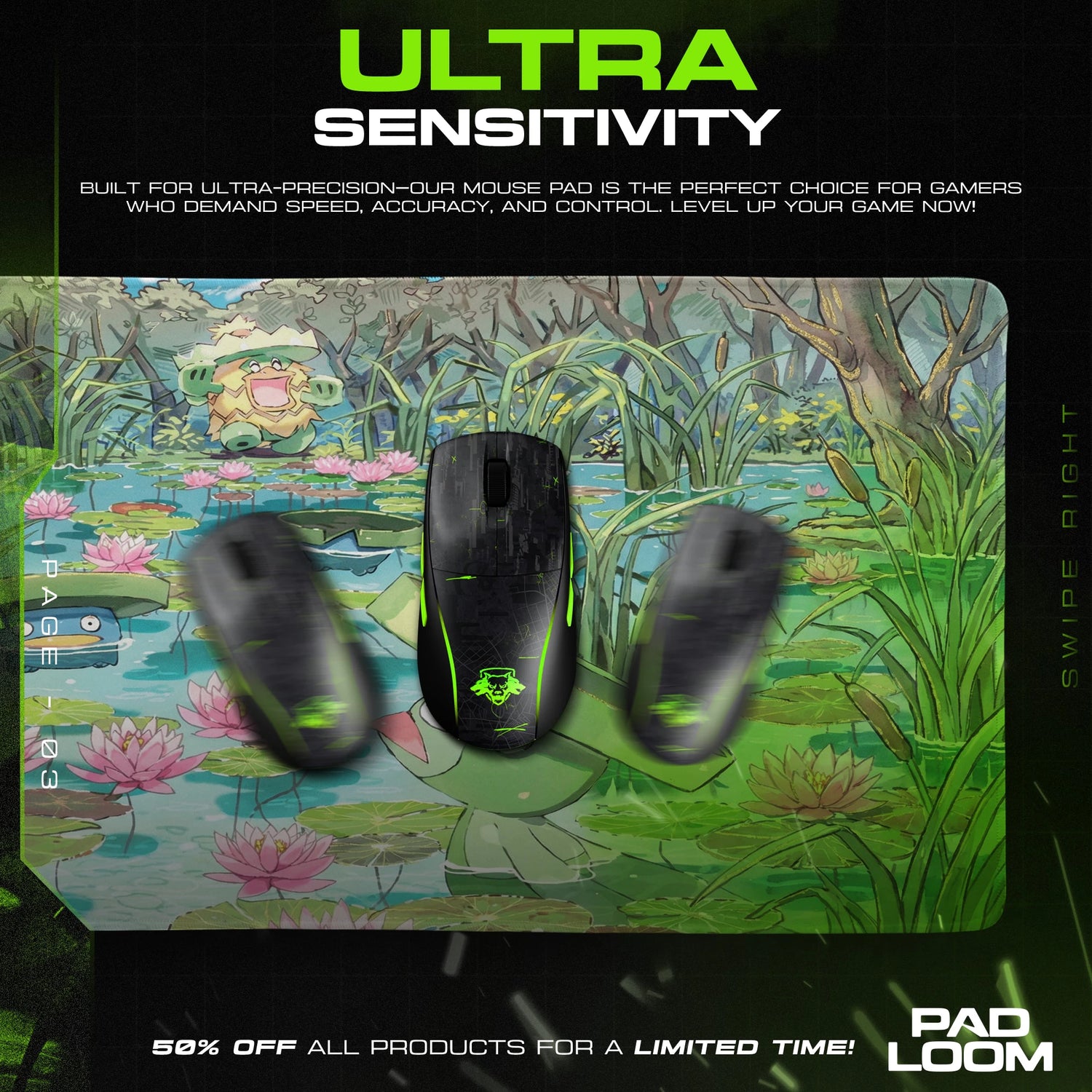 Lombre Lily Marsh Mouse Pad - Pokemon Desk Mat