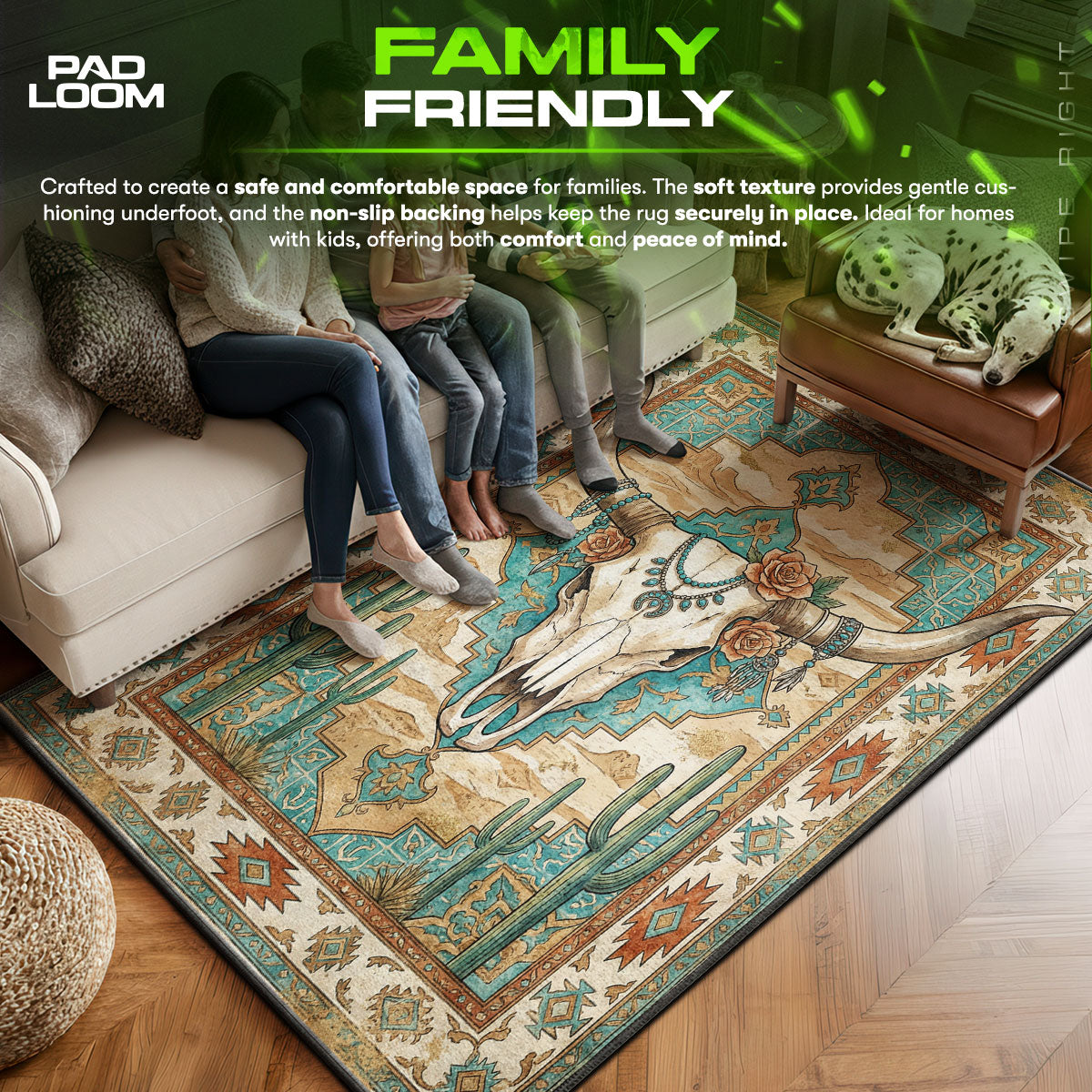 Area character design printed on rug
