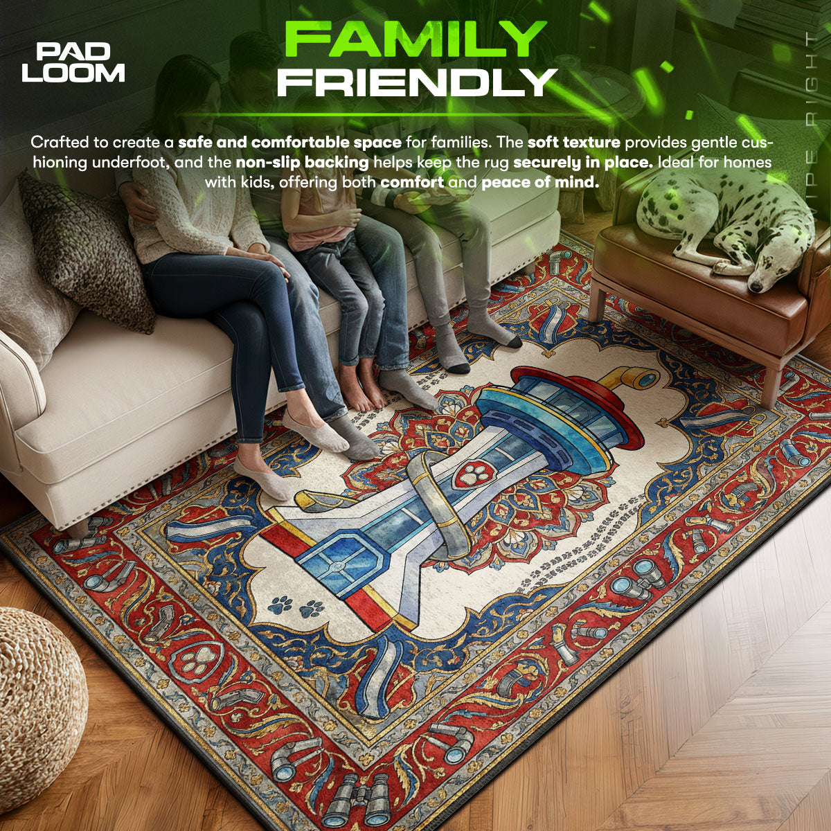 Bedroom character design printed on rug