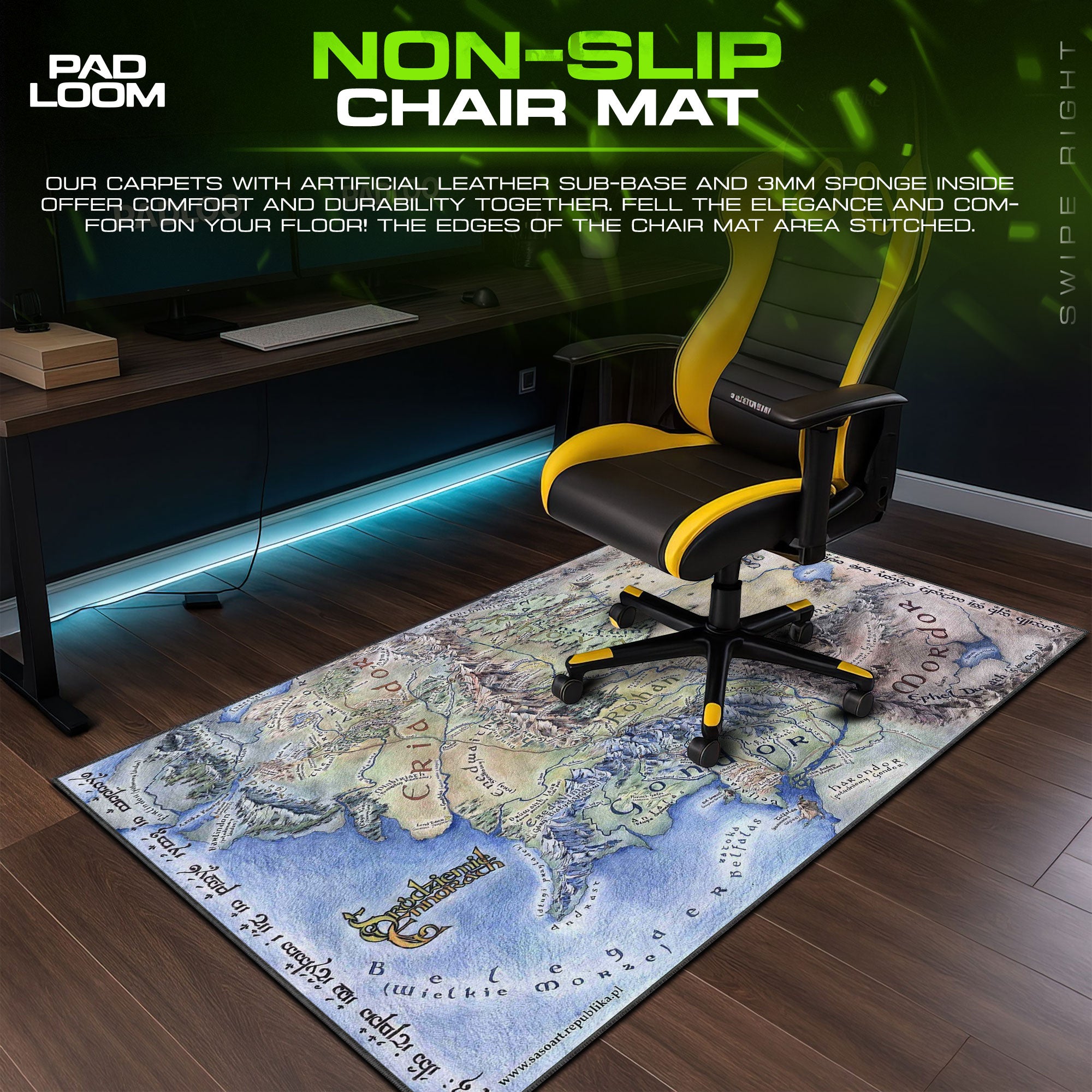 Lord of the Rings Map Mouse Pad, Fantasy Gamer Desk Mat