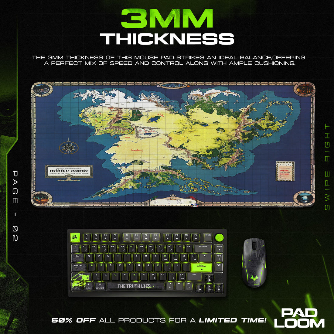 Lord of the Rings Map Mouse Pad, Middle Earth Gaming Desk Mat