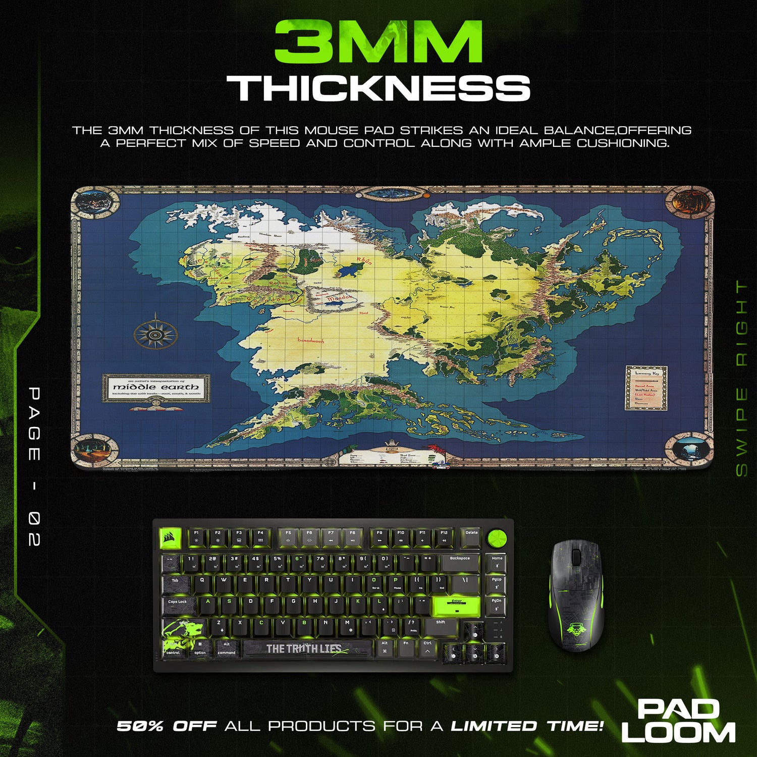 Lord Rings themed desk mat for gaming fans