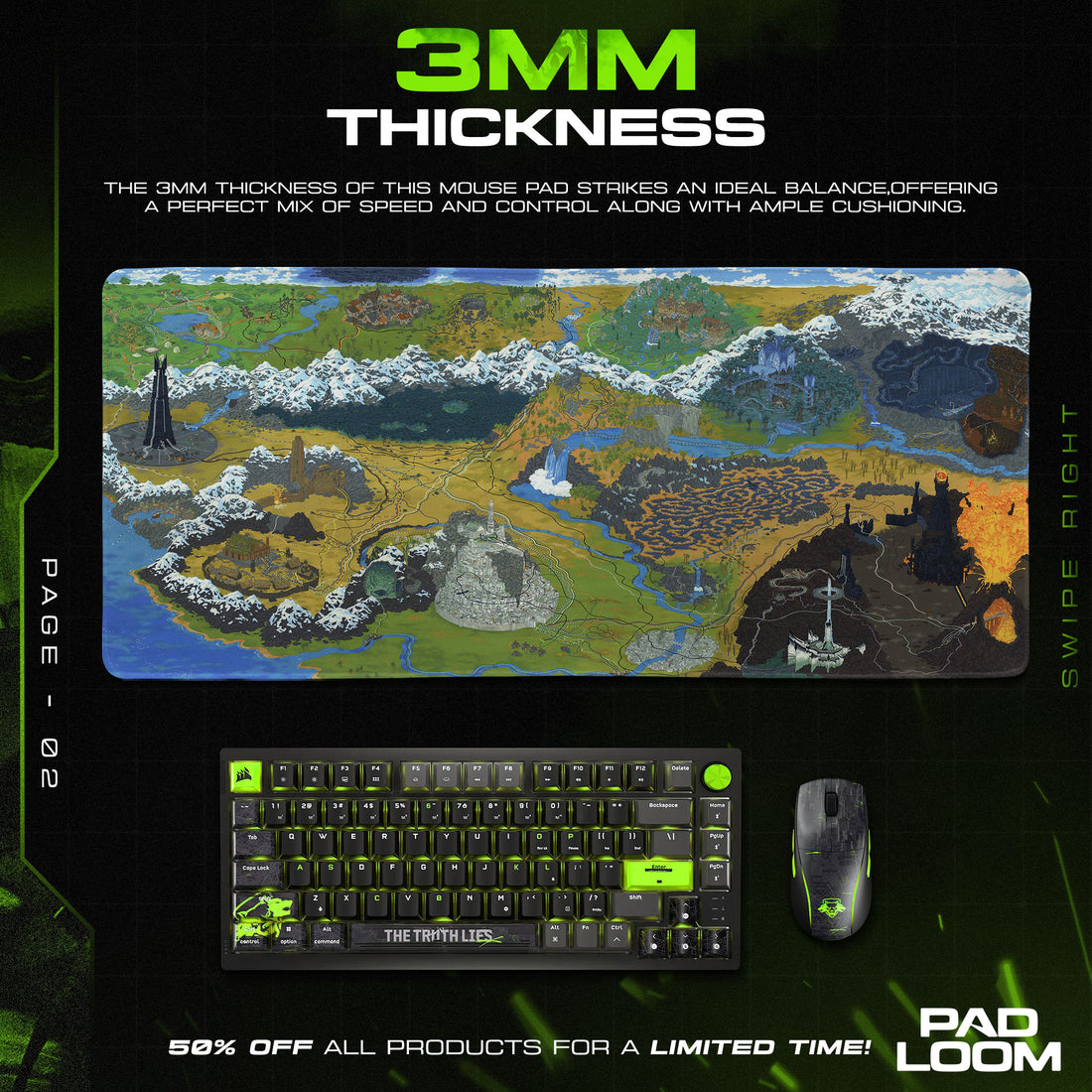Lord of the Rings Map Mouse Pad, Mordor Lands Gaming Desk Mat