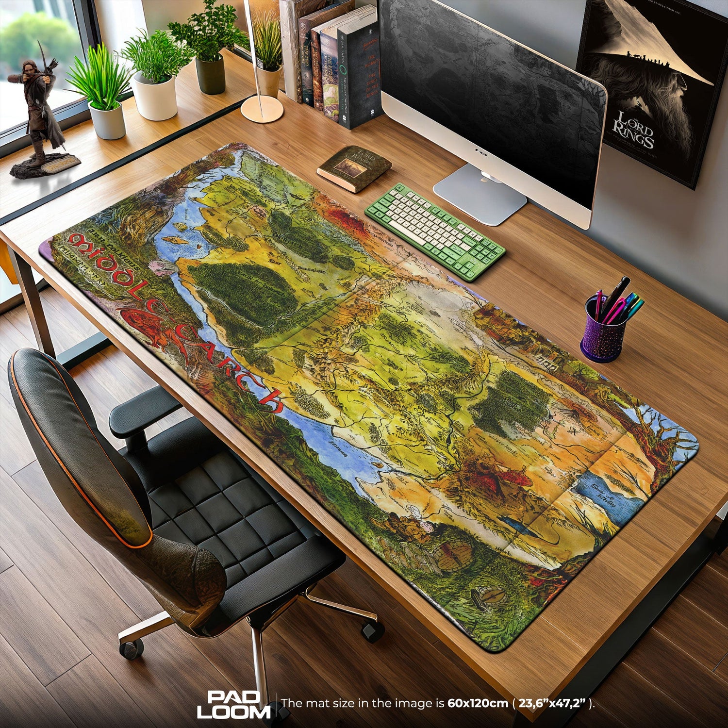 Lord of the Rings Map Mouse Pad, Vintage Middle Earth Gaming Desk Mat Padloom