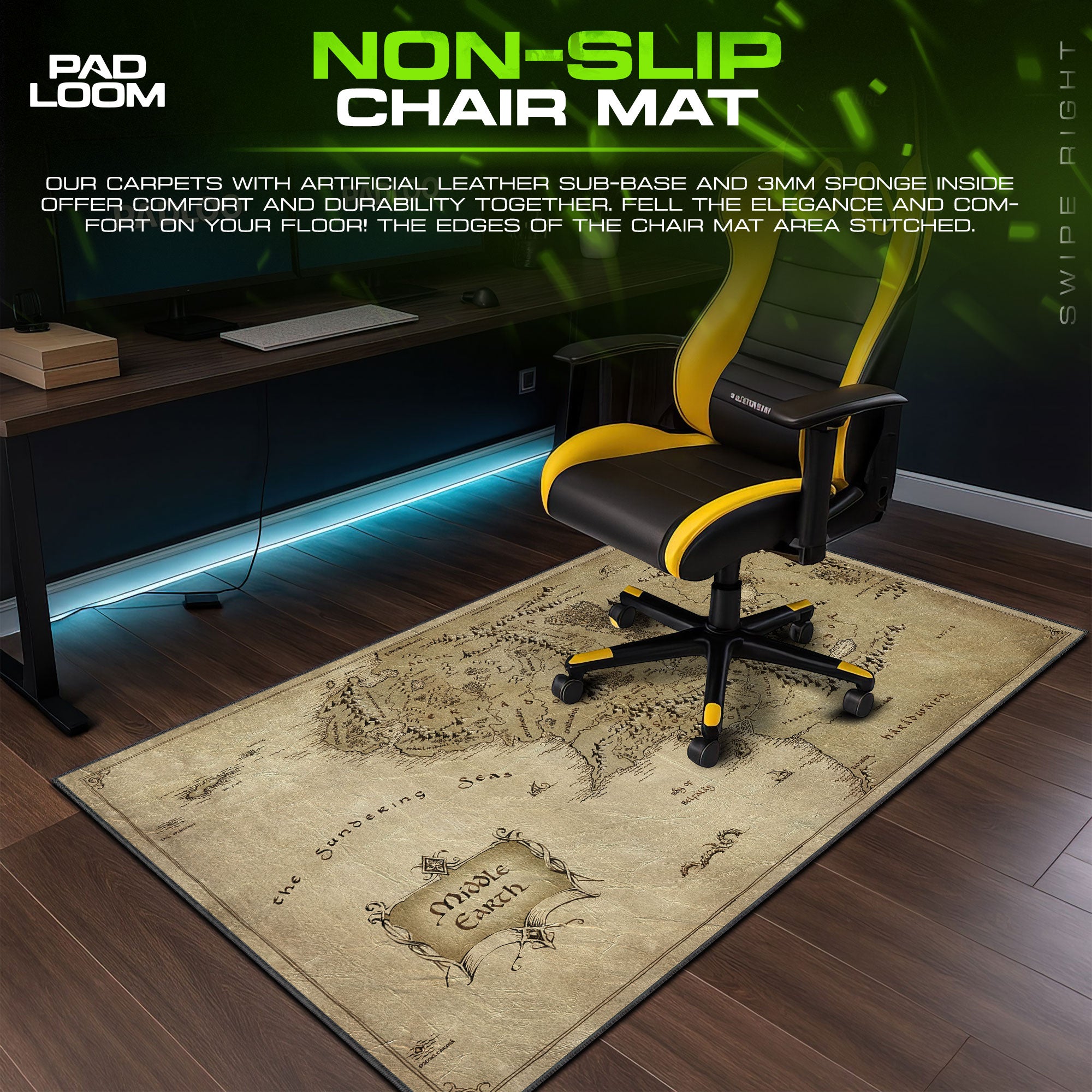 Lord of the Rings Middle-earth Map Mouse Pad, Fantasy Gaming Desk Mat