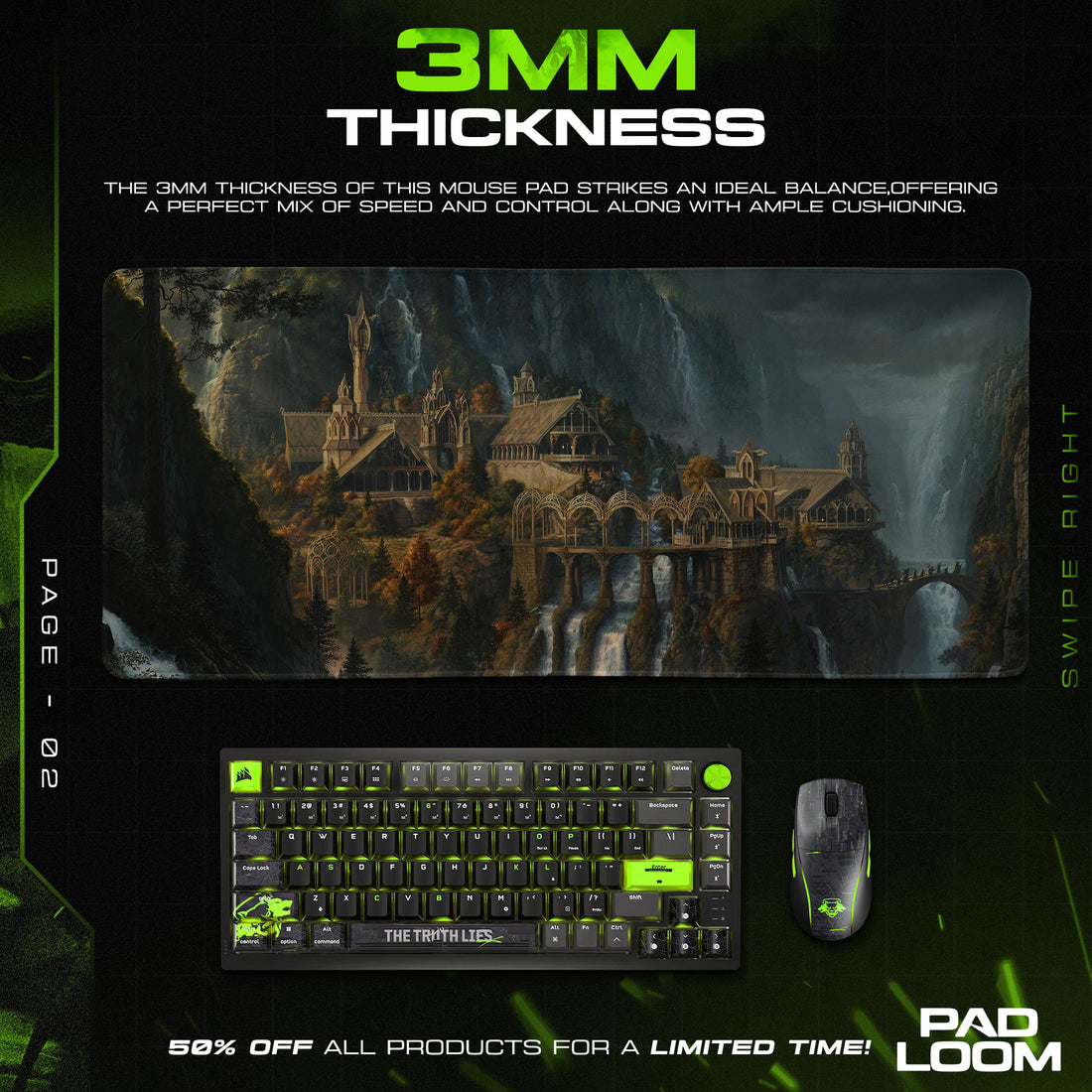 Lord of the Rings Mouse Pad - Elven Haven Gaming Desk Mat