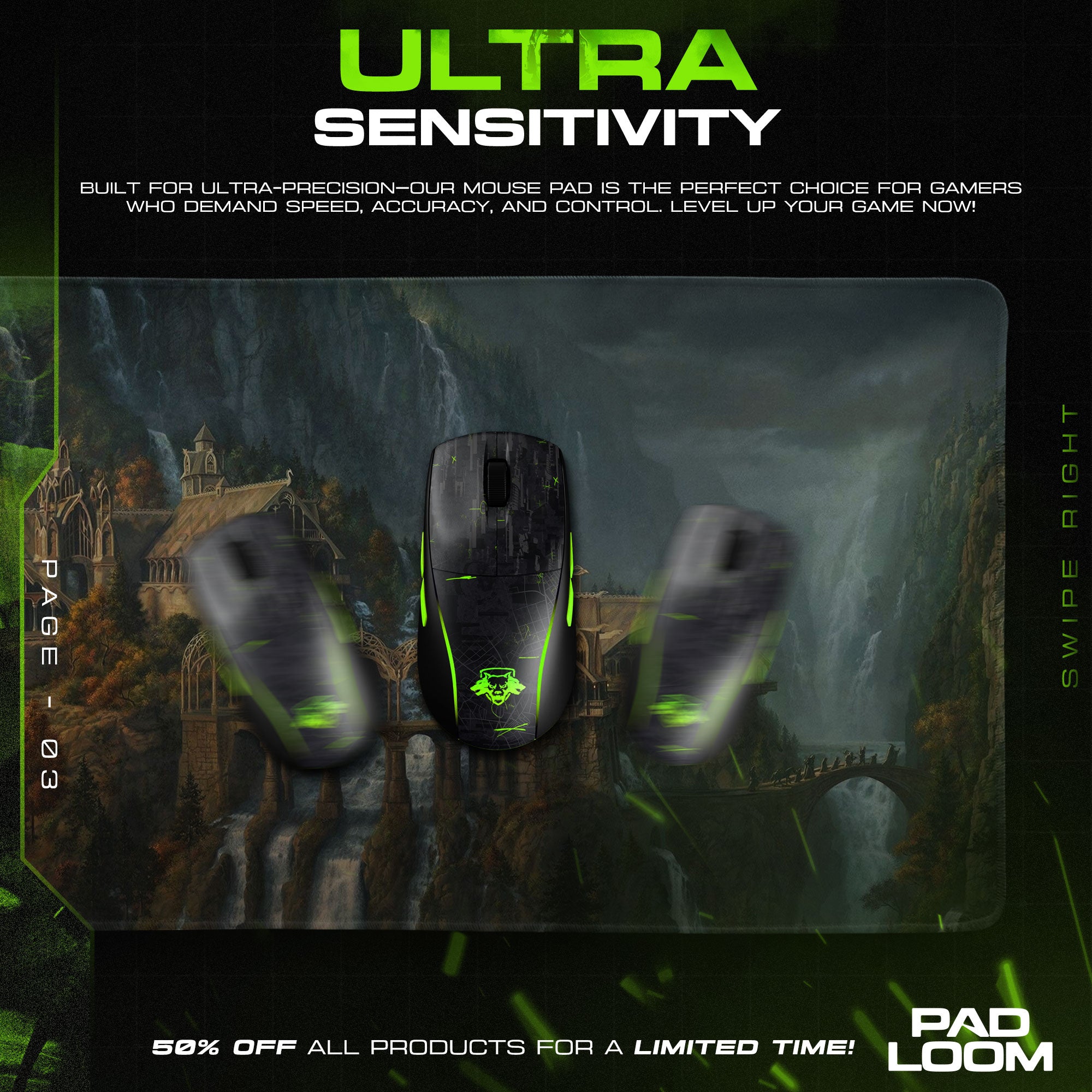 Lord of the Rings Mouse Pad - Elven Haven Gaming Desk Mat