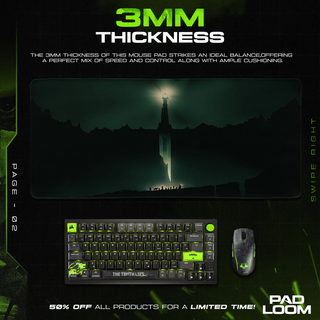 Lord of the Rings Mouse Pad - Eye of Mordor Gaming Desk Mat Padloom