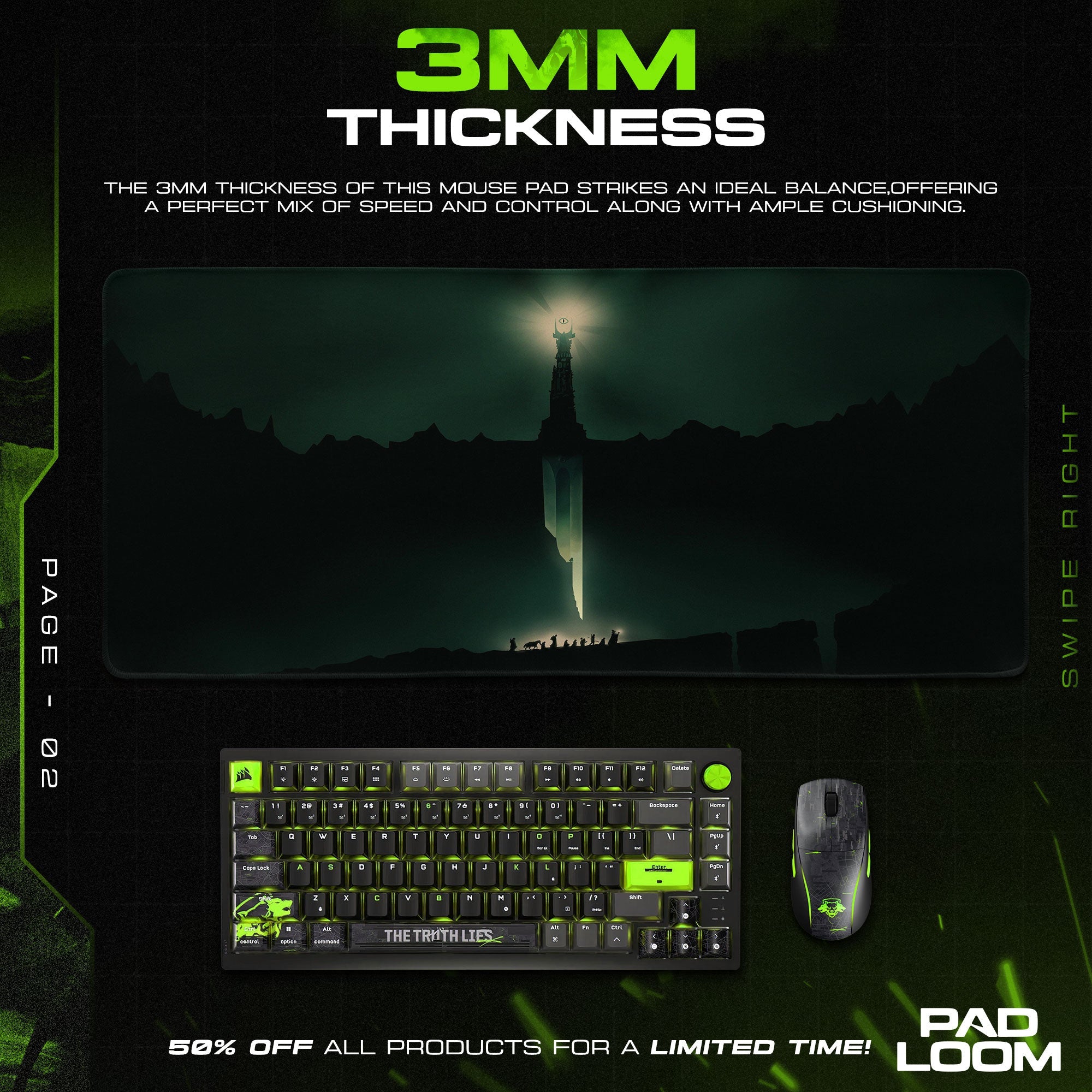 Lord of the Rings Mouse Pad - Eye of Mordor Gaming Desk Mat Padloom