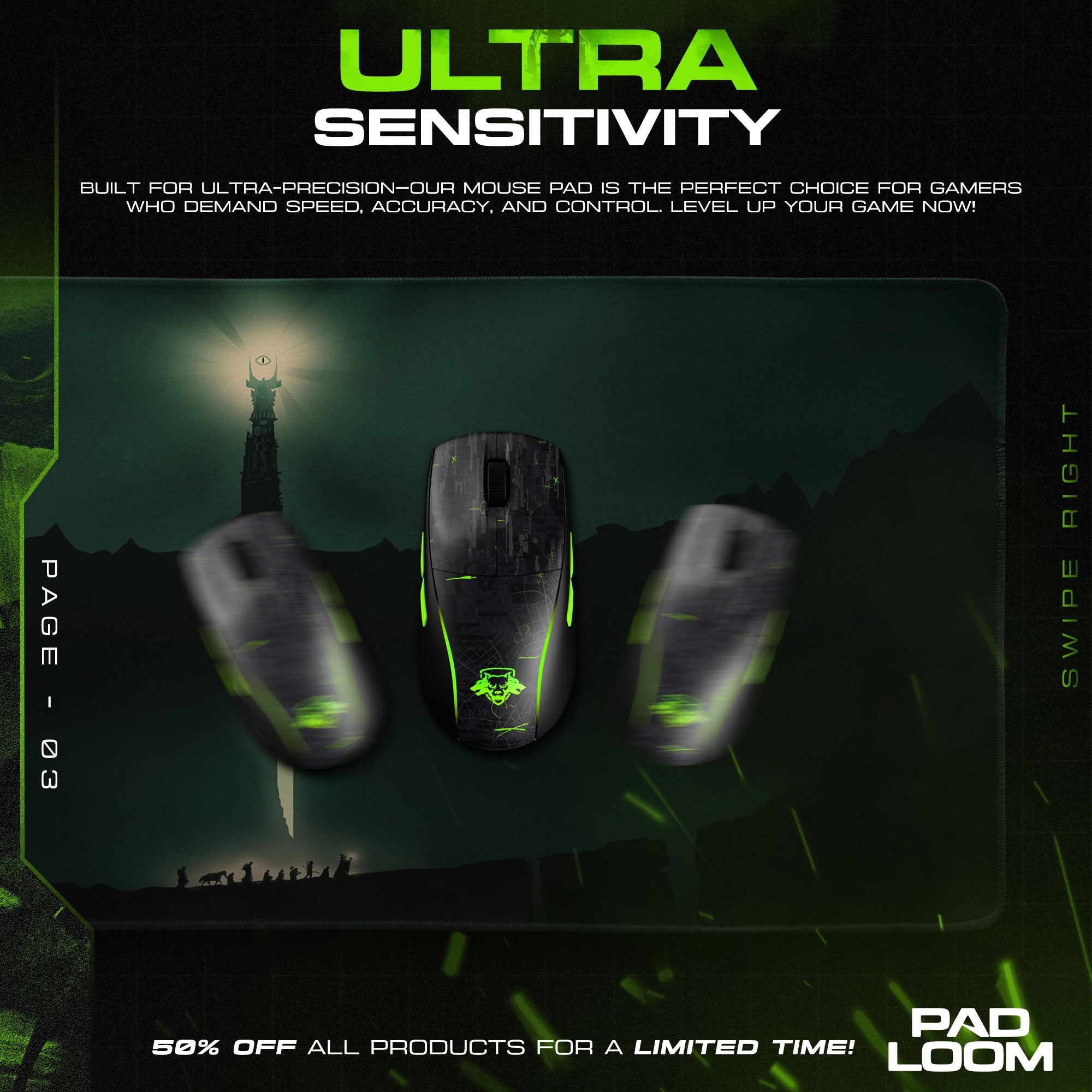 Lord of the Rings Mouse Pad - Eye of Mordor Gaming Desk Mat Padloom